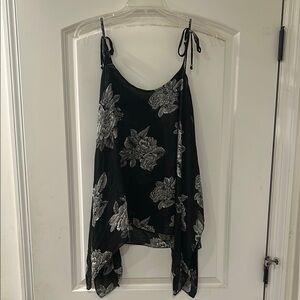 Lovestitch Black and White Floral Tank Top